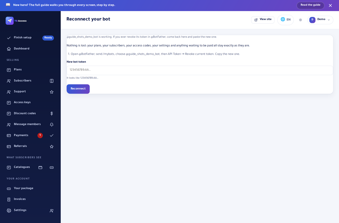 Reconnecting your bot